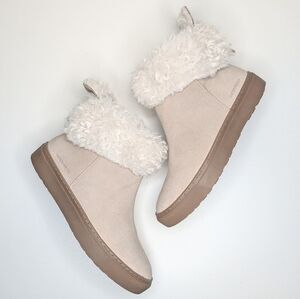 Cougar Tan Suede Faux Shearling Ankle Boots Booties Waterproof Women Size 7